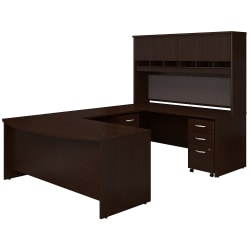 Bush Business Furniture Components 72"W Bow-Front U-Shaped Desk With Hutch And Storage, Mocha Cherry, Standard Delivery