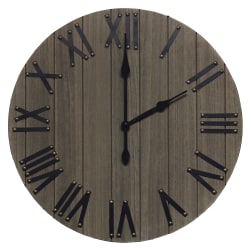 Elegant Designs Handsome Rustic Farmhouse Wood Wall Clock, 21", Rustic Gray