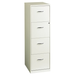 Realspace® 18"D Vertical 4-Drawer File Cabinet, Metal, Pearl White