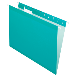 Pendaflex® Premium Reinforced Color Hanging Folders, Letter Size, Aqua, Pack Of 25