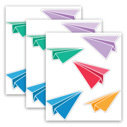 Carson Dellosa Education Cut-Outs, Happy Place Paper Airplanes, 36 Cut-Outs Per Pack, Set Of 3 Packs
