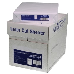 Alliance Processed Lazer Cut Sheet Copy Paper, 8-1/2 x 11, Perforated 5-1/2", 92+ Bright, 20 Lb, White, 500 Sheets Per Ream, Carton Of 5 Reams