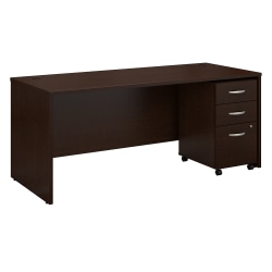 Bush Business Furniture Components 72"W Office Computer Desk With Mobile File Cabinet, Mocha Cherry, Standard Delivery