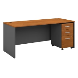 Bush Business Furniture Components 72"W Office Computer Desk With Mobile File Cabinet, Natural Cherry/Graphite Gray, Standard Delivery