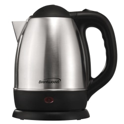 Brentwood 1.2L Stainless Steel Electric Cordless Tea Kettle, Silver