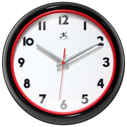 Infinity Instruments Lux Round Wall Clock, 12", Black/Red