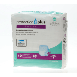 Protection Plus Super Protective Disposable Underwear, XX-Large, 68 - 80", White, 12 Per Bag, Case Of 4 Bags