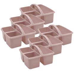 Teacher Created Resources Plastic Storage Caddies, 5-1/4"H x 9-1/4"W x 9"D, Light Mauve, Pack Of 6 Caddies