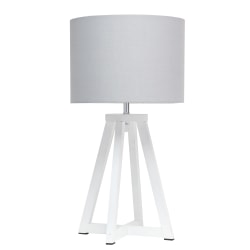 Simple Designs Interlocked Triangular Table Lamp, 19-1/8"H, Gray Shade/White Base