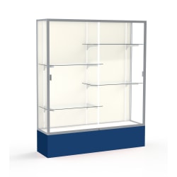 Waddell Spirit 4-Shelf Floor Display Case, 72"H x 60"W x 16"D, Navy Base/Satin Finish