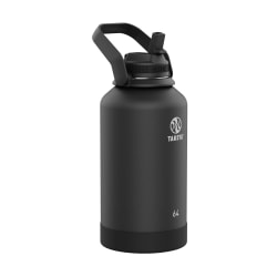 Takeya Actives Insulated Reusable Stainless Steel Water Bottle With Straw Lid, 64 Oz, Onyx