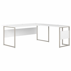 Bush® Business Furniture Hybrid 72"W x 36"D L-Shaped Table Desk With Metal Legs, White, Standard Delivery