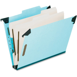 Pendaflex® Hanging Classification Folders, 2 Dividers, 6 Partitions, Legal Size, Blue