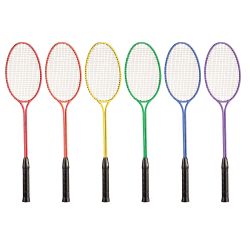 Champion Sports Badminton Racket Set, Twin Shaft, 26"H x 8"W x 1"D, Assorted Colors, Set Of 6 Rackets