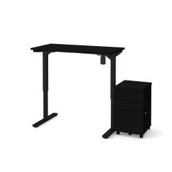 Bestar Universel 48"W Electric Standing Desk With Assembled Mobile Pedestal, Black