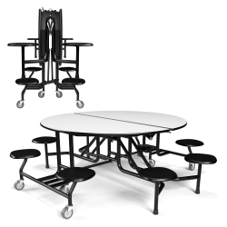 Palmer Hamilton 59T Round Mobile Cafeteria Table, 29" x 83", Gray Glace