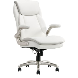 Serta® Smart Layers™ Brinkley Ergonomic Bonded Leather High-Back Executive Chair, White/Silver