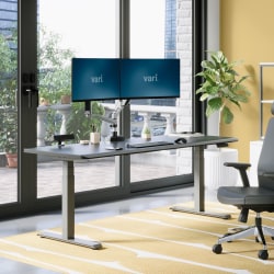 VARI Electric Standing Desk With ComfortEdge, 72"W, Black