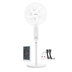 airbro™ ChargeFlow 16-In. 3-Speed Portable Rechargeable Oscillating Stand Fan with Power Bank, 1,200 CFM, 5 Blades, LED, Solar Charging & Remote
