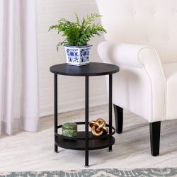 Honey Can Do 2-Tier Round Side Table, 21-5/16"H x 15-3/4"W x 15-3/4"D, Black