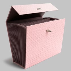 Office Depot® Brand 19-Pocket Paper Expanding Case File, Letter Size, Pink Lattice Line, Total Qty 1