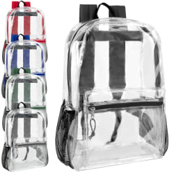 Trailmaker Classic Clear Backpacks, Assorted Trim, Case Of 24 Backpacks