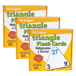 Learning Advantage The Original Triangle Flash Cards, Multiplication & Division, 20 Per Set, Pack Of 3 Sets