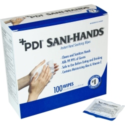 Nice Pak Sani-Hands Individual Hand Wipes Packets, 5" x 8", White, Carton Of 1,000 Wipes