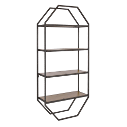 Kate and Laurel Adela Octagon Wood And Metal Shelves, 41"H x 18-1/4"W x 7-1/4"D, Brown, Pack Of 4 Shelves