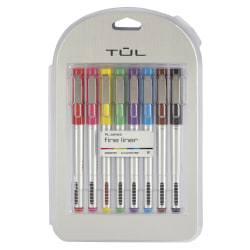 TUL® Fine Liner Felt-Tip Pens, Ultra-Fine, 0.4 mm, Silver Barrel, Assorted Ink Colors, Pack Of 8 Pens