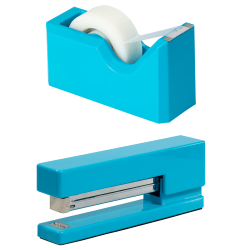 JAM Paper® 2-Piece Office And Desk Set, 1 Stapler & 1 Tape Dispenser, Blue