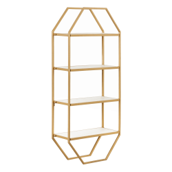 Kate and Laurel Adela Octagon Wood And Metal Shelves, 41"H x 18-1/4"W x 7-1/4"D, White/Gold, Pack Of 4 Shelves