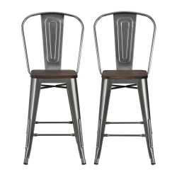 DHP Luxor Metal Counter Stool, Charcoal, Set Of 2