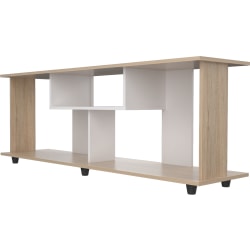 Inval TV Stand With Large Bottom Shelf, 22"H x 59"W x 14-3/4"D, Sand Oak/White
