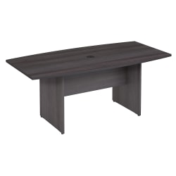 Bush Business Furniture 72"W x 36"D Boat-Shaped Conference Table With Wood Base, Storm Gray, Standard Delivery