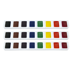 Prang Half Pan Watercolor Refill Trays, Disposable, Assorted, Set Of 3 Trays, Box of 3 Sets