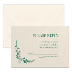 Custom Premium Wedding & Event Response Cards With Envelopes, 4-7/8" x 3-1/2", Flowery Frame, Box Of 25 Cards