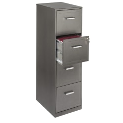 Realspace® 18"D Vertical 4-Drawer File Cabinet, Metallic Charcoal