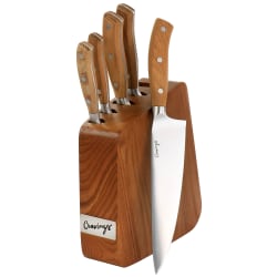 Cravings by Chrissy Teigen 6-Piece Stainless Steel Cutlery And Wood Block Set, 7-1/4" x 2-3/4" x 13-3/4"