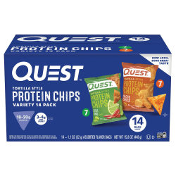 Quest Tortilla Style Protein Chip Variety Pack, 1.1 Oz, Total Qty 14