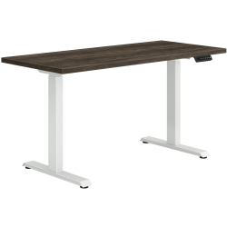 HON® Coze Worksurface With Coordinate Height-Adjustable Base, 54"W, Florence Walnut/White