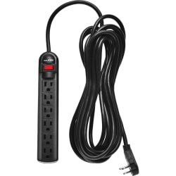 Digital Energy World 6-Outlet Surge Protector Power Strip (Black, 15-Foot Cord) - 6 x AC Power - 1875 VA - 350 J - 120 V AC Input