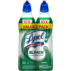 Lysol Bleach Toilet Bowl Cleaner - 24 fl oz (0.8 quart)Bottle - 2 / Pack - Blue