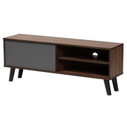 Baxton Studio Modern And Contemporary 2-Tone TV Stand, 18-1/16"H x 47-1/4"W x 11-13/16"D, Gray/Walnut Brown