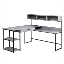 Monarch Specialties 59"W Corner Desk Workstation, Gray/Black