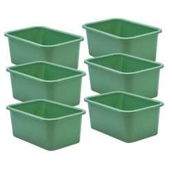 Teacher Created Resources Small Plastic Storage Bins, 5"H x 11-3/8"W x 7-3/4"D, Eucalyptus Green, Pack Of 6 Bins