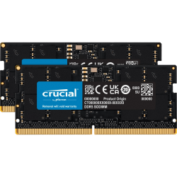 Crucial 32GB Kit (2x16GB) DDR5-4800 SODIMM - For Notebook - 32 GB (2 x 16GB) - DDR5-4800/PC5-38400 DDR5 SDRAM - 4800 MHz Single-rank Memory - CL40 - 1.10 V - On-die ECC - Unbuffered - 262-pin - SoDIMM - Lifetime Warranty