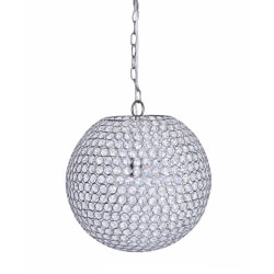 LumiSource Crystal Globe Contemporary Pendant Ceiling Lamp, 16"W, Chrome