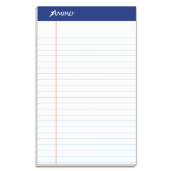Ampad® 100% Recycled Writing Pad, 5" x 8", Narrow Ruled, 50 Sheets, White, Pack Of 12