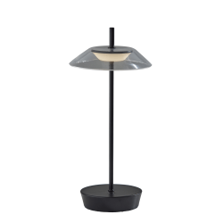 Adesso ADS360 Ako LED Cordless Table Lamp, Black with Clear Acrylic White Shade